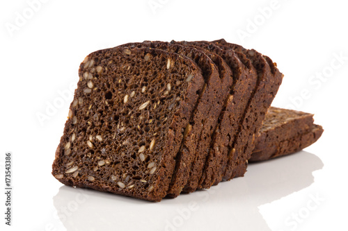 Black bread slice isolated