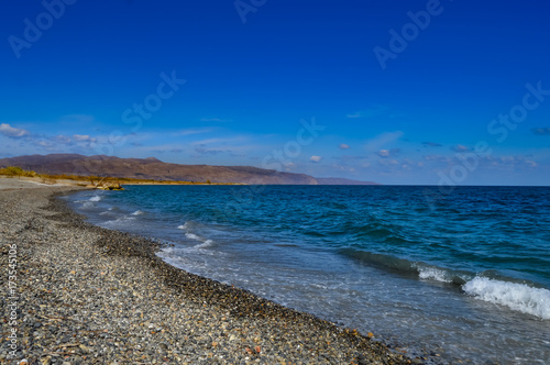 View of the pebble beach of Maleme