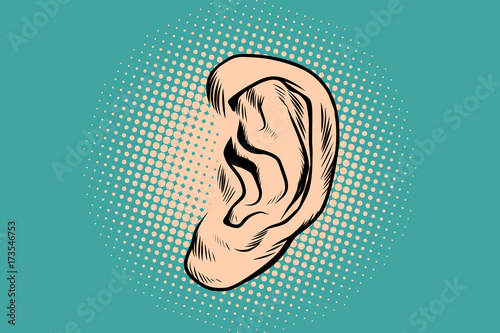 Male human ear Pop art retro