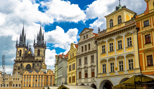 Romantic Prague cityscape, Czech Republic. Panoramic view of the old city of the hundred towers on a summer day.