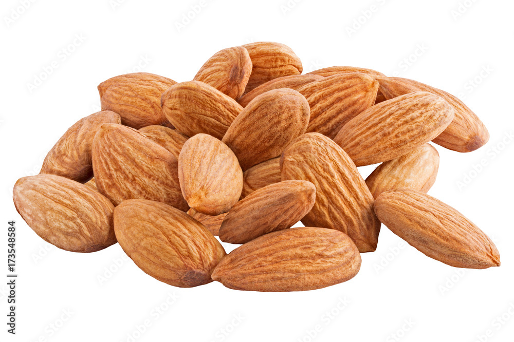 Pile of almonds nut isolated on white Pile of almonds nut isolated on white