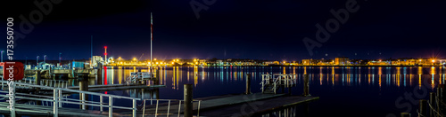 Photography Industry skyline at night with colorful lights