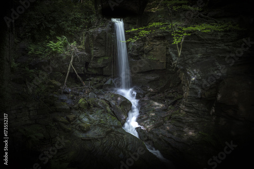 Waterfall in the Lumsdale Valley  Matlock  Derbyshire  Peak District  England