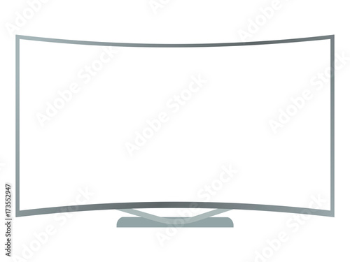 Isolated vector dark grey curved borderless television