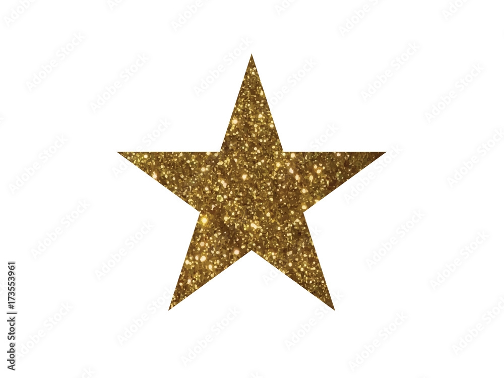 Vector golden glitter review star icon on white background Vector golden glitter review star icon on white background