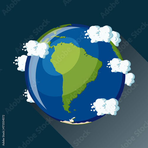 South America map on planet Earth, view from space.