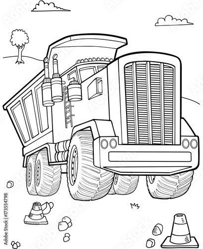 Dump Truck Construction Vector Illustration Art