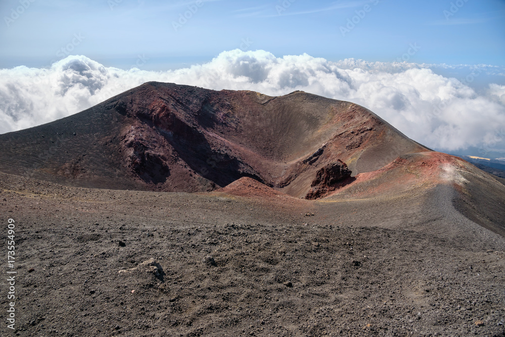 Amazing view of the Mount Etna crater