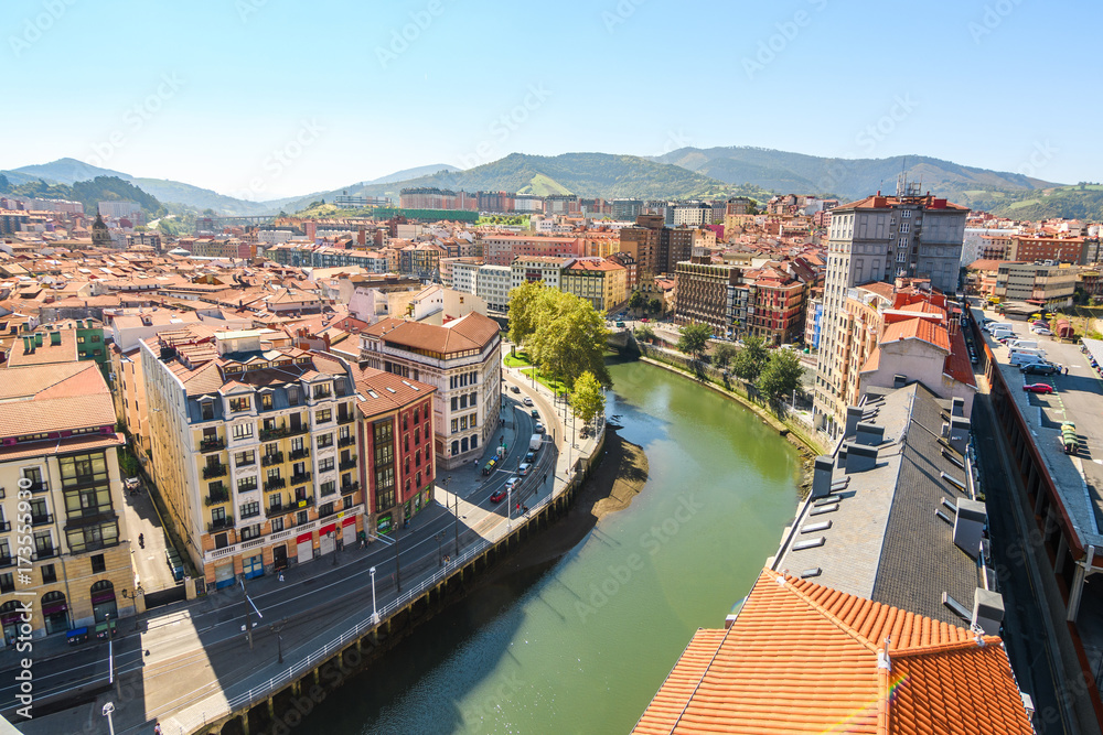 panoramic views to bilbao old town, Spain