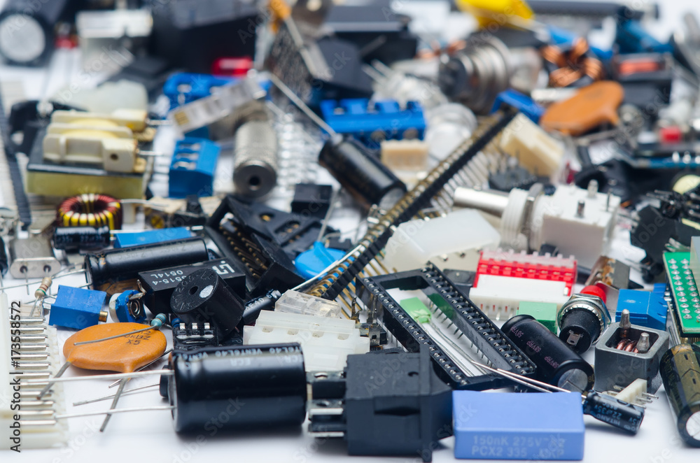 Electronic components (capacitors, resistors, diodes, transistor Electronic components (capacitors, resistors, diodes, transistor