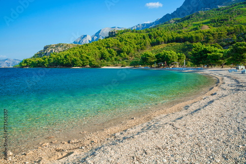 Fototapeta Naklejka Na Ścianę i Meble -  Beautiful beach with lagoon in Makarska, Dalmatia, Croatia