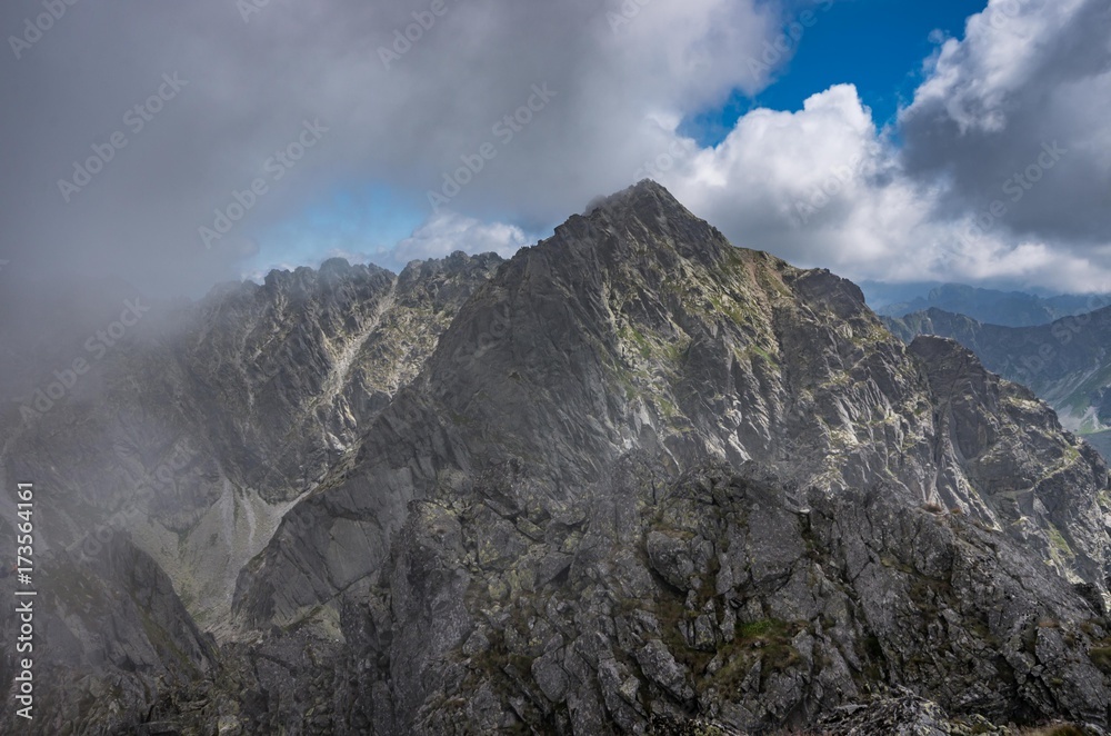 Tatra mountains landscape, Poland,Kozi Wierch peak under clouds