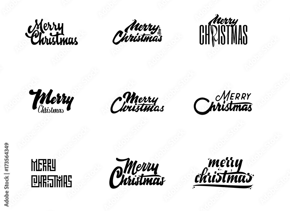 Fototapeta Merry Christmas, xmas badge with handwritten lettering, Lettering design card template Creative typography for Holiday Greeting Gift Poster