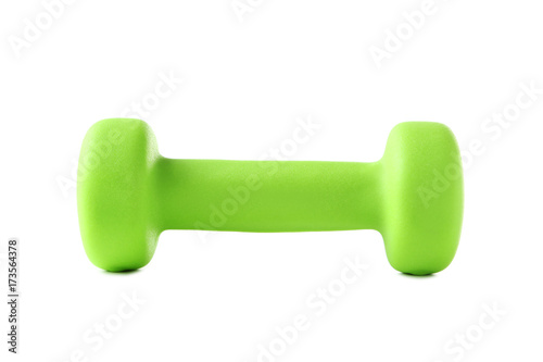 Green dumbbell isolated on white background
