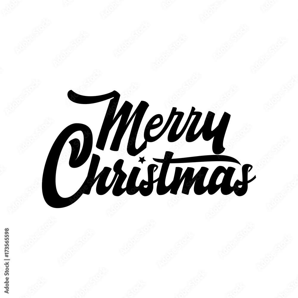 Merry Christmas, xmas badge with handwritten lettering, Lettering design card template Creative typography for Holiday Greeting Gift Poster