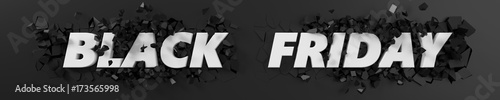 black friday header with text and exploding background. 3d illustration.
