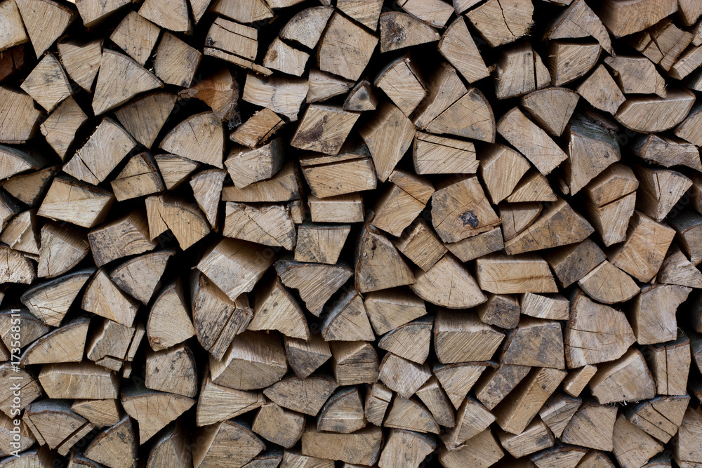Stack of firewood. big pile of firewood for the furnace Stack of firewood. big pile of firewood for the furnace
