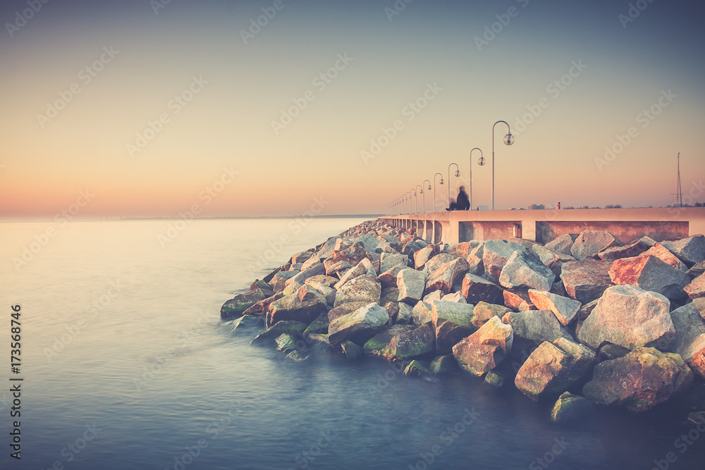 sunrise over the sea. Sopot