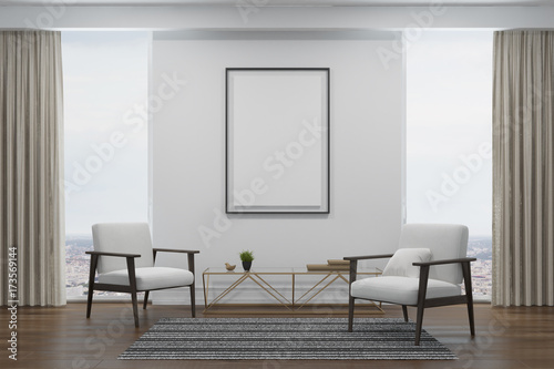 White living room, two white armchairs