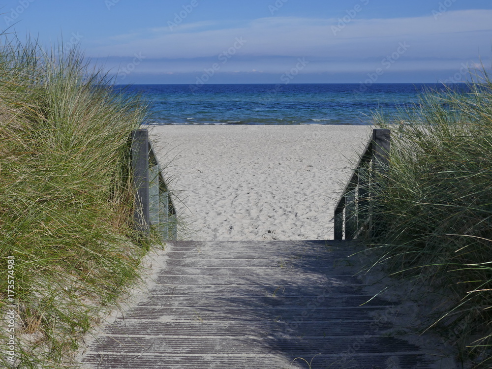Fototapeta premium Stairs to the beach between the dunes