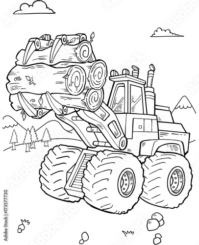 Construction Front Loader Vector Illustartion Art