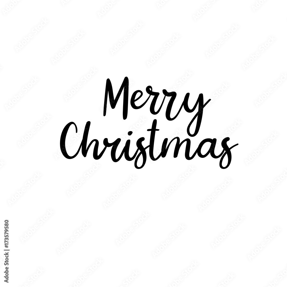 Merry Christmas. Handwritten inscription. Hand lettering holiday phrase, calligraphy, vector illustration