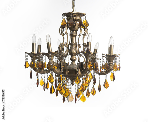 vintage chandelier isolated on white background.