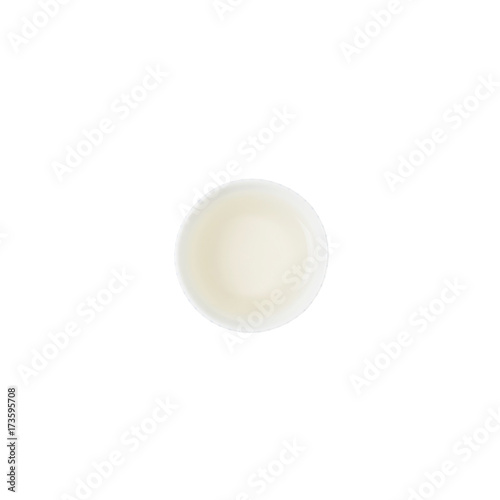 Cup of tea isolated on white background, top view