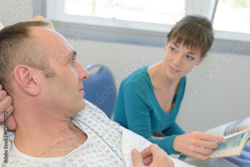 wife visiting husband in hospital