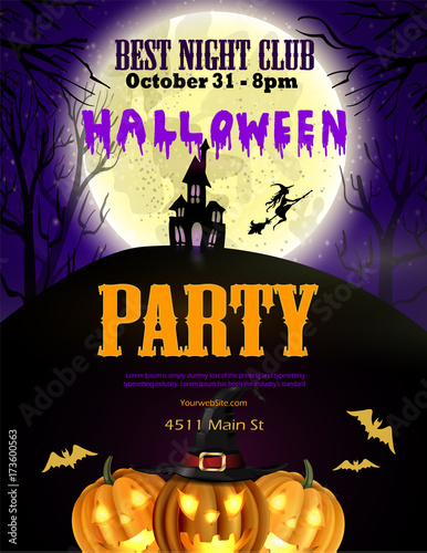 Halloween party flyer with pumpkins