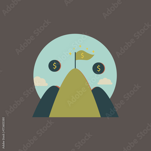 Illustration of dollar sign on the hill