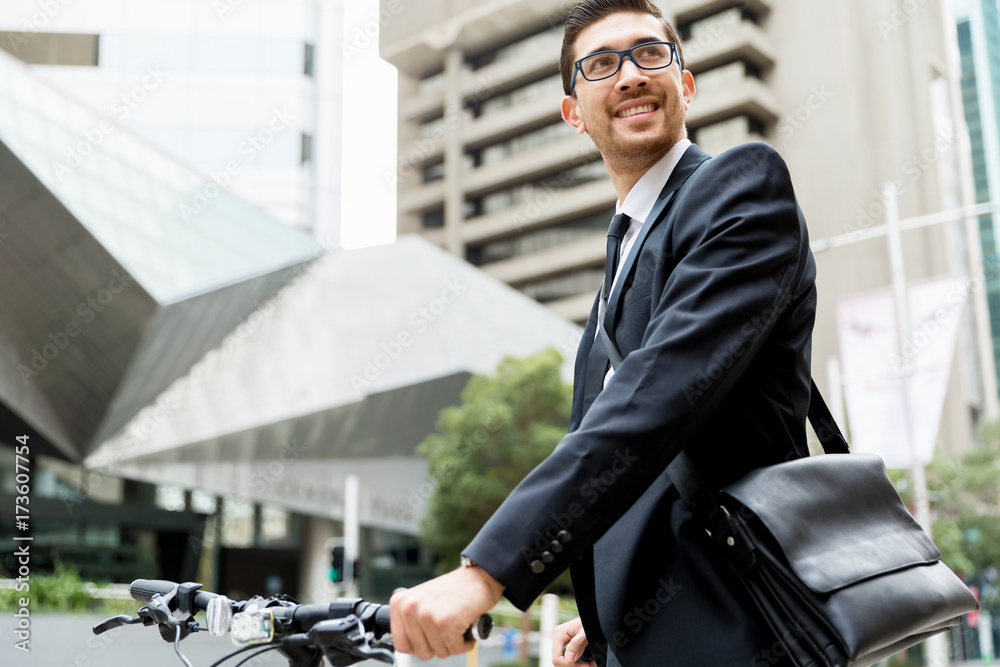 Young businessmen with a bike Young businessmen with a bike