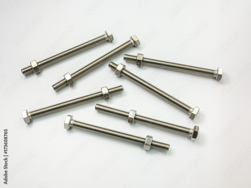 screw and nuts on white background screw and nuts on white background
