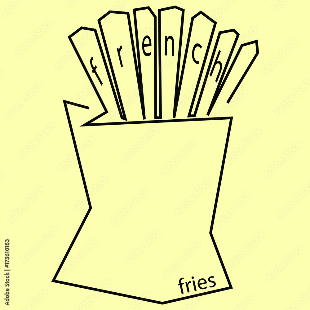 icon of French fries from one line / minimalist fries / fast food logo icon of French fries from one line / minimalist fries / fast food logo