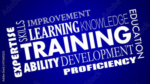 Fotografija Training Development Skills Education Learning Words Collage 3d Illustration