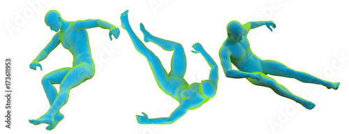 3d rendering illustration of the human kicking