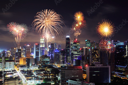 firework over Singapore cityscape © geargodz