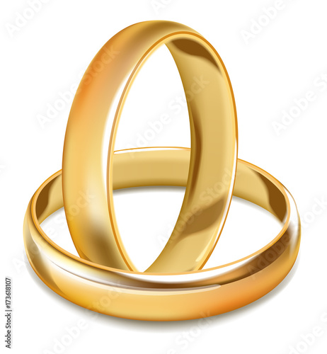 Plain smooth gold shiny wedding rings isolated illustration