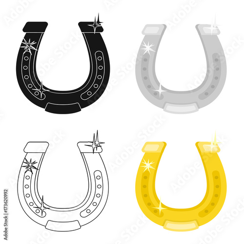 Horseshoe single icon in cartoon style.Horseshoe vector symbol stock illustration web.