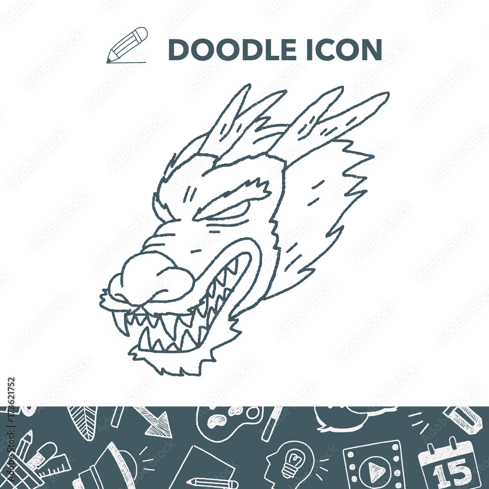 Naklejka premium chinese dragon doodle