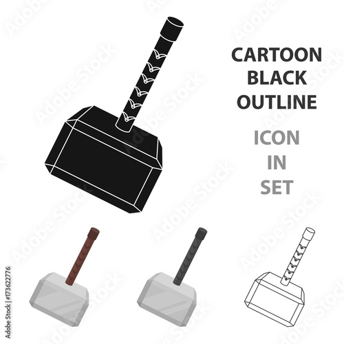 Viking battle hammer icon in cartoon style isolated on white background. Vikings symbol stock vector illustration.