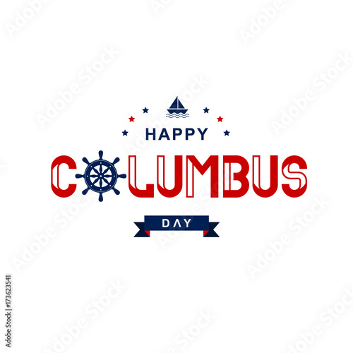 Happy Columbus Day Typography design on white background-Vector illustration