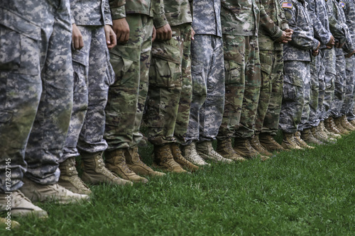 Legs of standing soldiers
