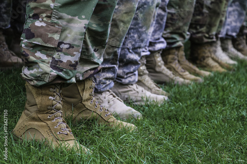 Legs of standing soldiers