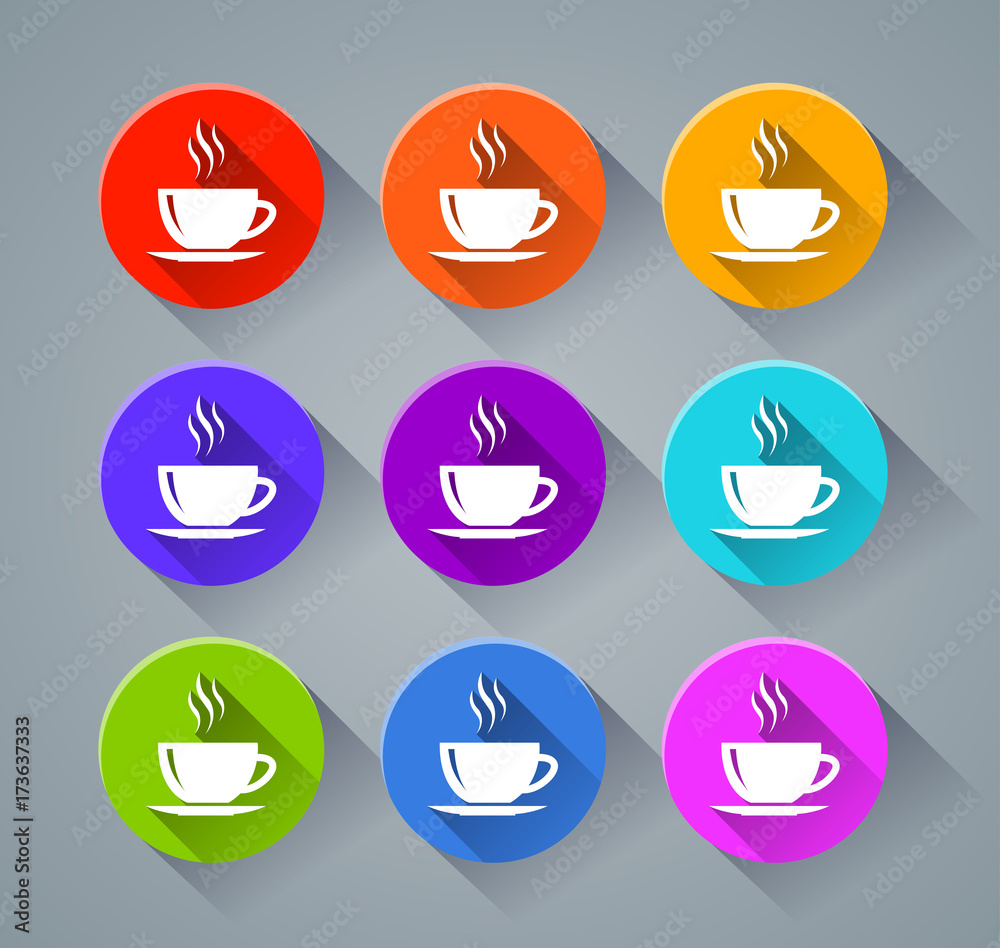 hot mug icons with various colors