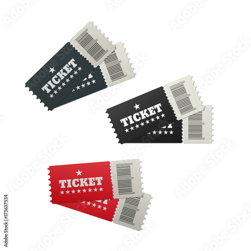 A set of tickets isolated on white background. Vector illustration