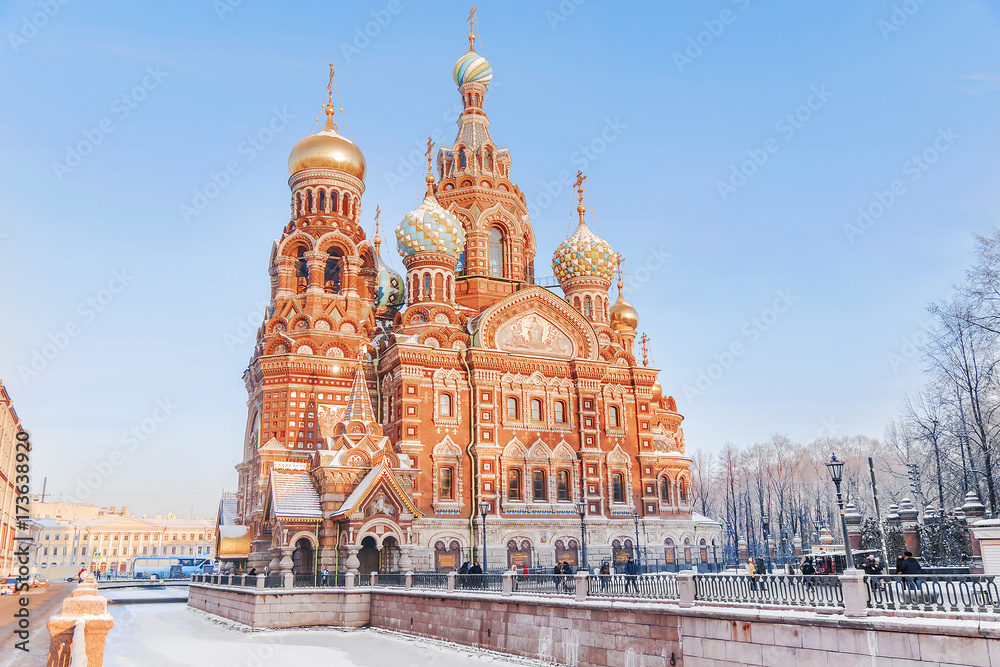 Winter view of the Church of the Savior on Blood in St. Petersburg