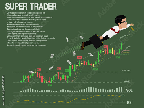 Billede på lærred Super trader is leading the trend of stock chart
