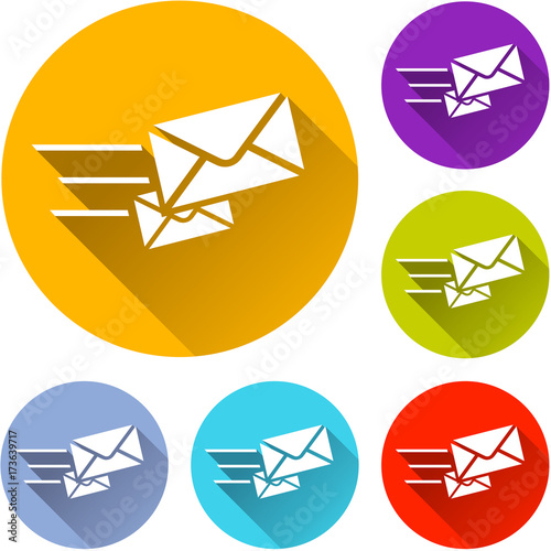 mail circle icons set