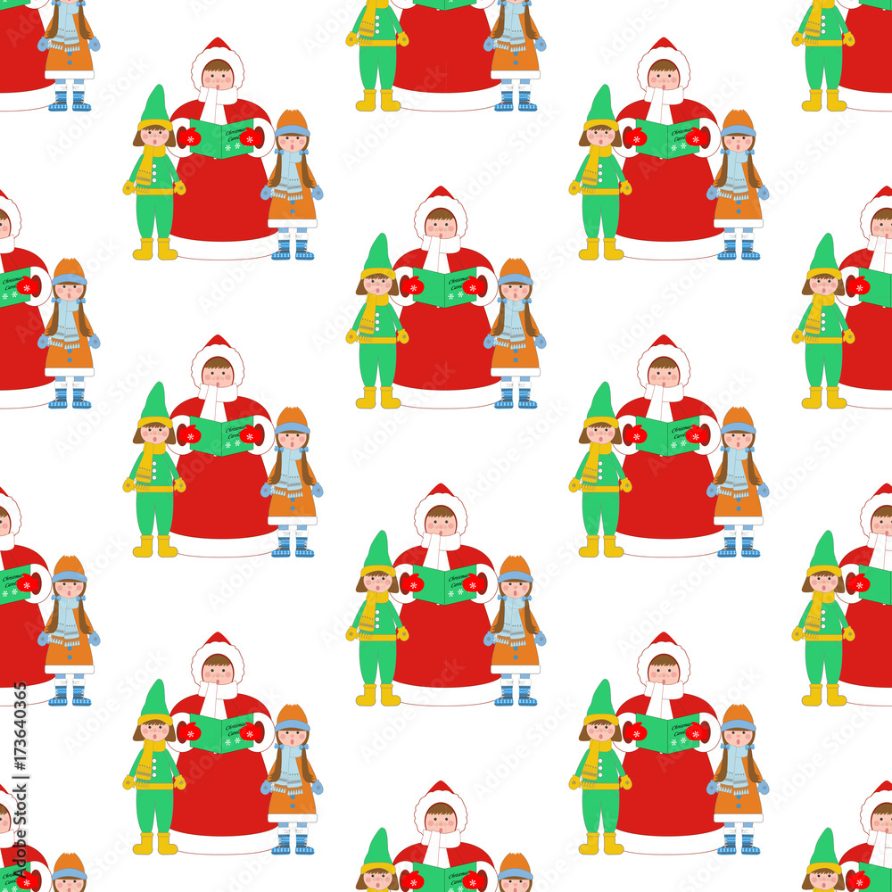 Naklejka premium Christmas Carols singer pattern